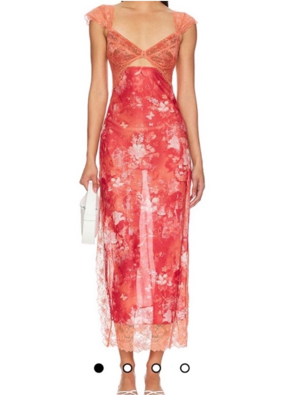 Free People Coral Lace Floral Slip Dress Size Medium